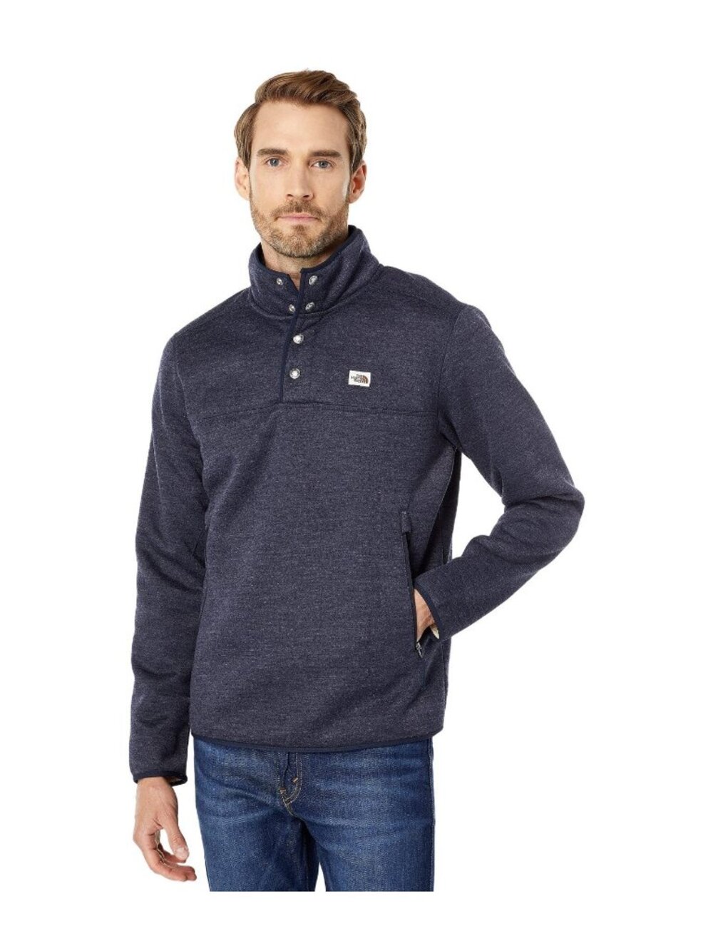 The North Face Sherpa Patrol 1/4 Snap Pullover Aviator Navy/White Heather Large